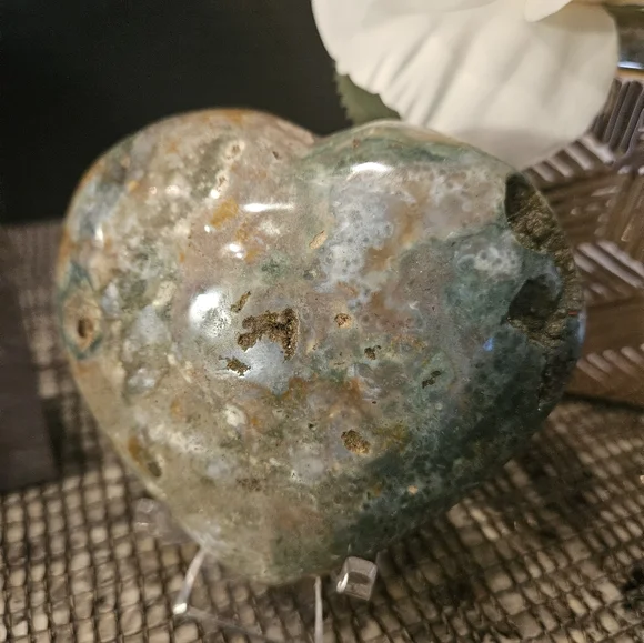 SET-Ocean Jasper Tower & Heart (2) with Stands